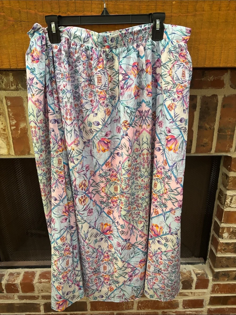Steve Madden Pastel Floral Midi Skirt - Pink, Blue, Cream